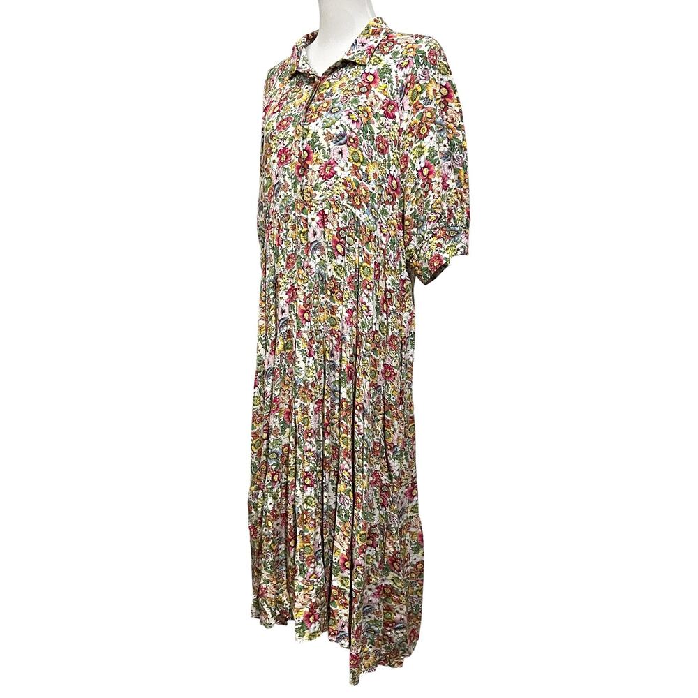 Natural Life Rebecca Tiered Midi Dress Flowy Floral Cottage Boho Pockets XXL - Picture 4 of 10